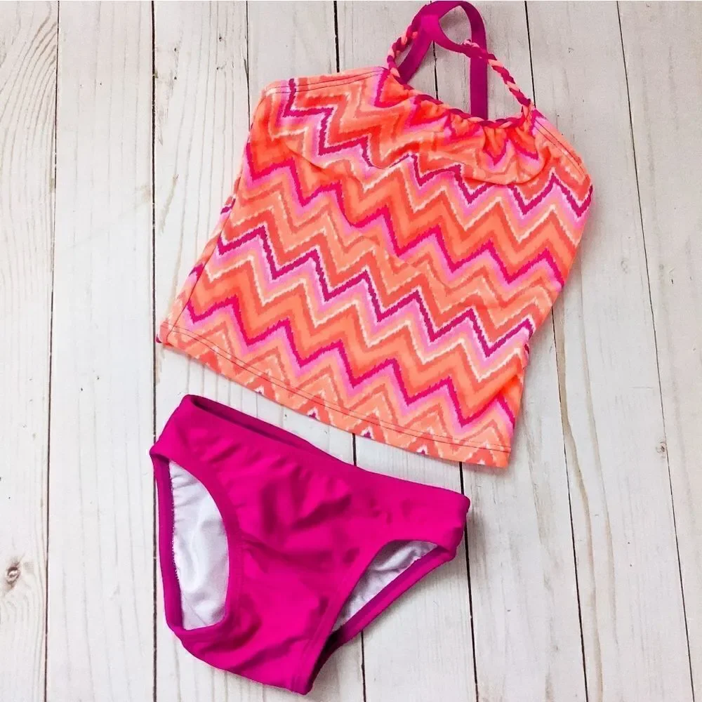 Circo Chevron Neon Braided Two Piece Swimsuit